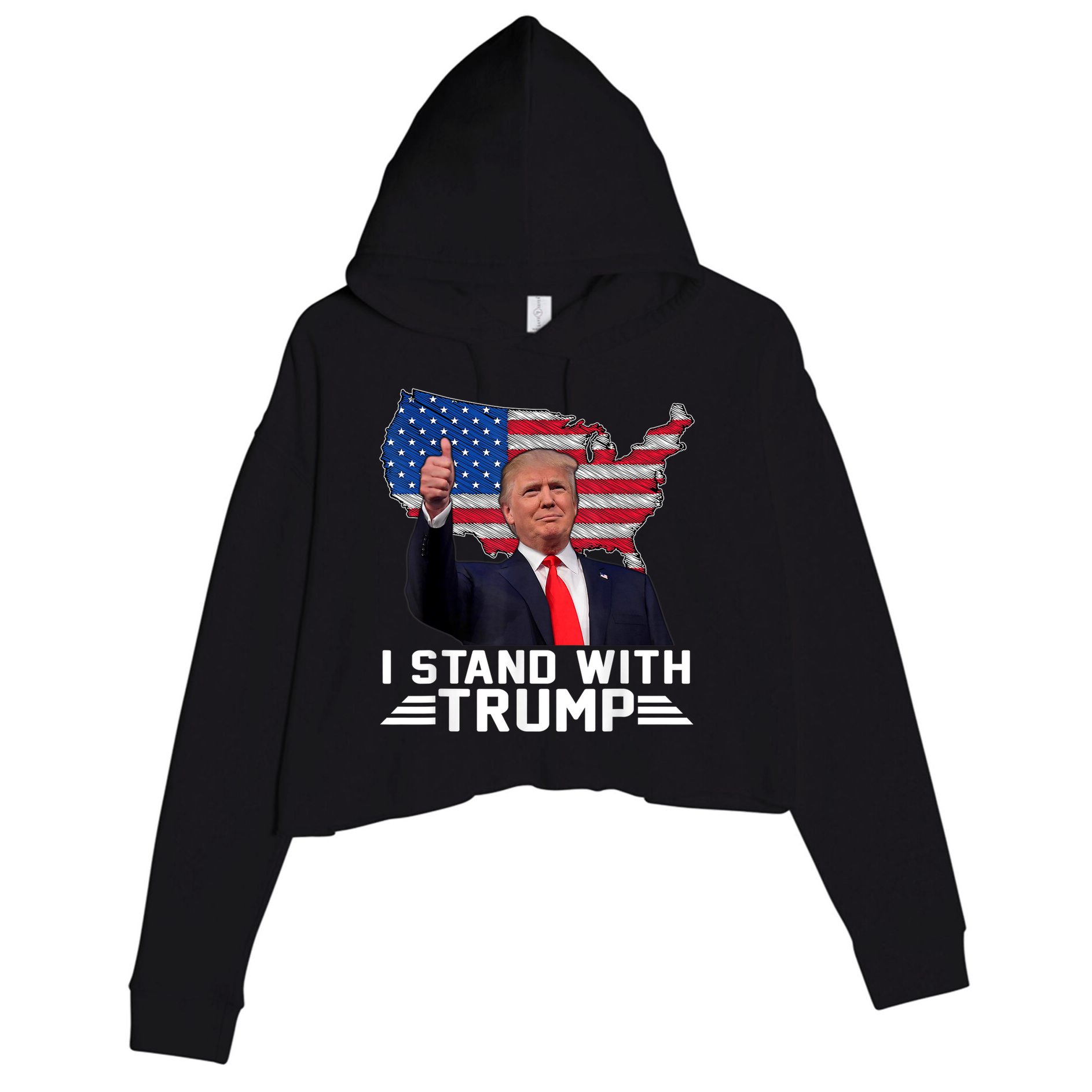 Vintage I Stand With Trump Pro Trump Supporter Crop Fleece Hoodie