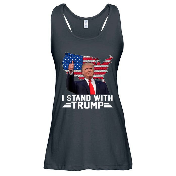 Vintage I Stand With Trump Pro Trump Supporter Ladies Essential Flowy Tank