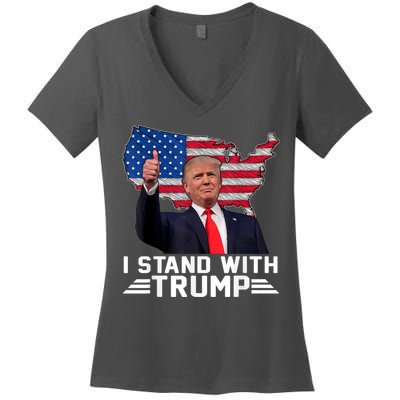 Vintage I Stand With Trump Pro Trump Supporter Women's V-Neck T-Shirt