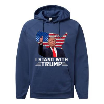 Vintage I Stand With Trump Pro Trump Supporter Performance Fleece Hoodie