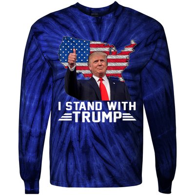 Vintage I Stand With Trump Pro Trump Supporter Tie-Dye Long Sleeve Shirt