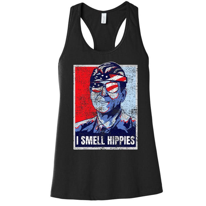 Vintage I Smell Hippies 4th Of July Merica Women's Racerback Tank