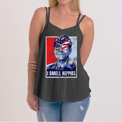 Vintage I Smell Hippies 4th Of July Merica Women's Strappy Tank