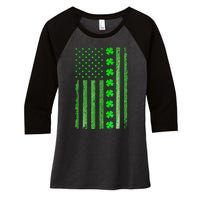 Vintage Irish S Hamrock Flag St Patrick's Day Women's Tri-Blend 3/4-Sleeve Raglan Shirt