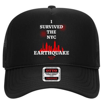 Viral I Survived The Nyc Earthquake High Crown Mesh Back Trucker Hat