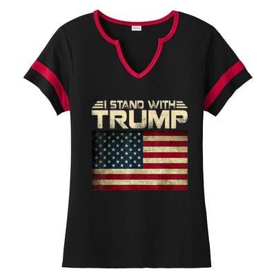 Vintage I Stand With Trump Pro Trump Ladies Halftime Notch Neck Tee