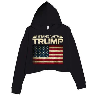 Vintage I Stand With Trump Pro Trump Crop Fleece Hoodie