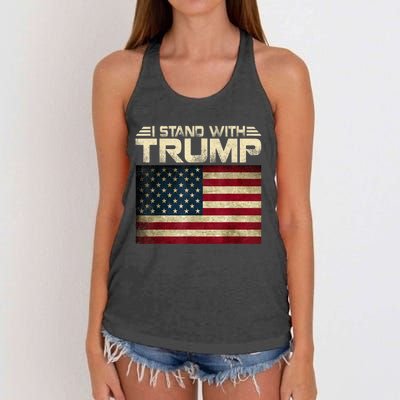 Vintage I Stand With Trump Pro Trump Women's Knotted Racerback Tank