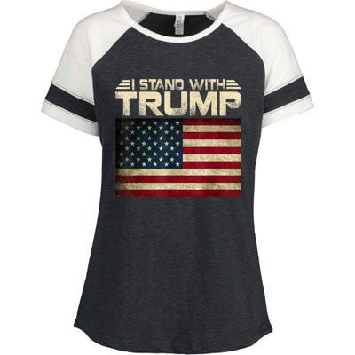 Vintage I Stand With Trump Pro Trump Enza Ladies Jersey Colorblock Tee