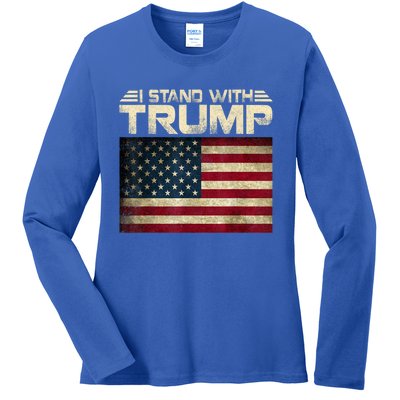 Vintage I Stand With Trump Pro Trump Ladies Long Sleeve Shirt