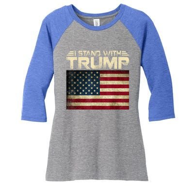 Vintage I Stand With Trump Pro Trump Women's Tri-Blend 3/4-Sleeve Raglan Shirt