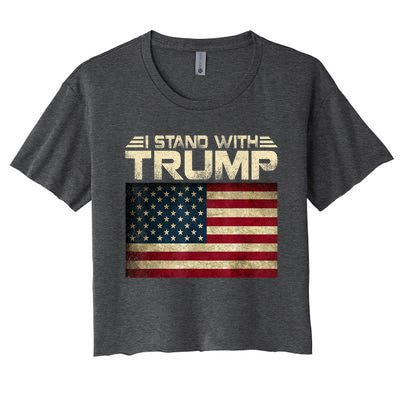 Vintage I Stand With Trump Pro Trump Women's Crop Top Tee