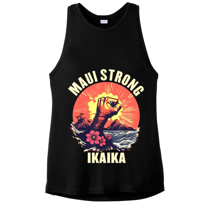 Vintage Ikaika Strong Maui Hawaii Island I Love Hawaii Ladies PosiCharge Tri-Blend Wicking Tank