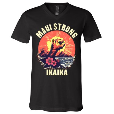 Vintage Ikaika Strong Maui Hawaii Island I Love Hawaii V-Neck T-Shirt