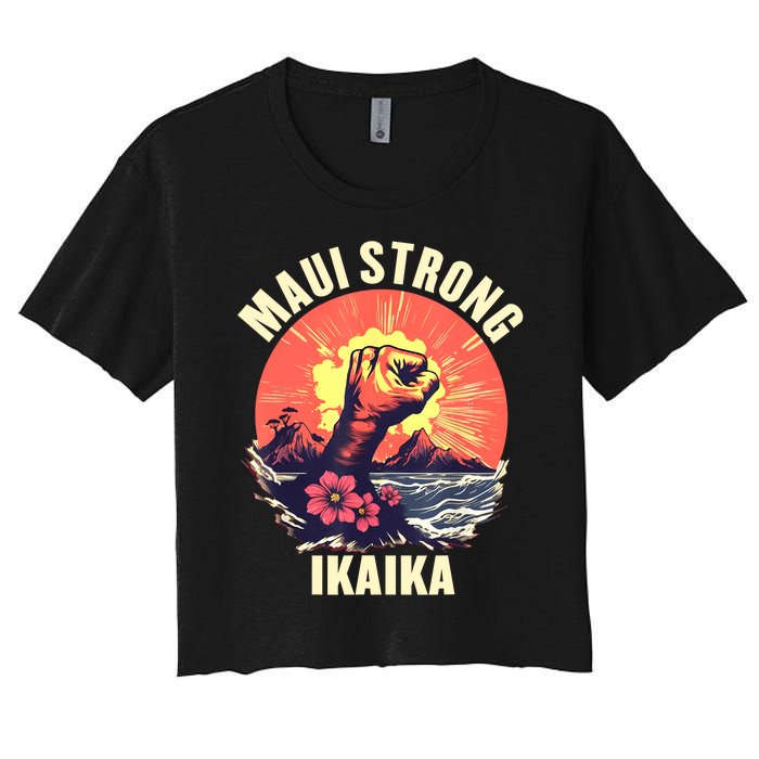 Vintage Ikaika Strong Maui Hawaii Island I Love Hawaii Women's Crop Top Tee