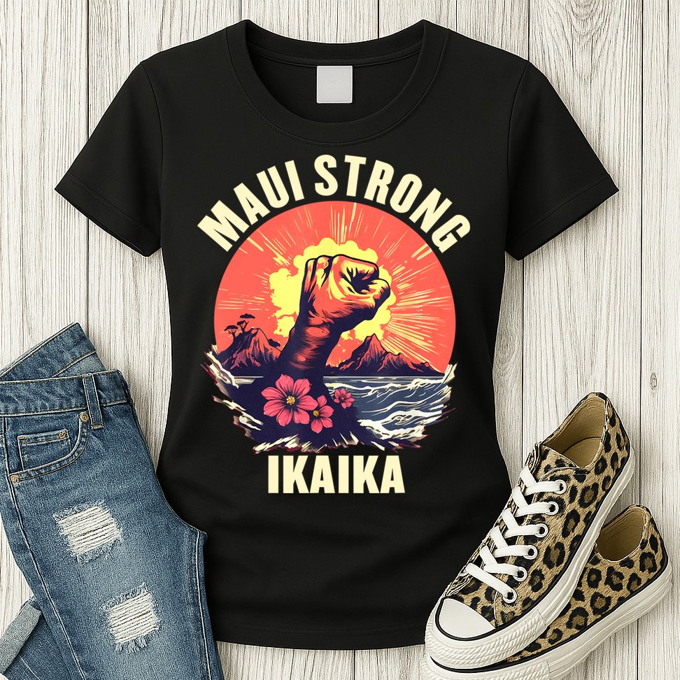 Vintage Ikaika Strong Maui Hawaii Island I Love Hawaii Womens T-Shirt