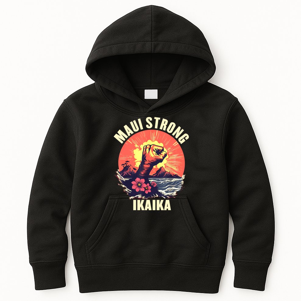 Vintage Ikaika Strong Maui Hawaii Island I Love Hawaii Kids Hoodie