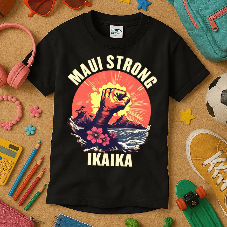 Vintage Ikaika Strong Maui Hawaii Island I Love Hawaii Kids T-Shirt