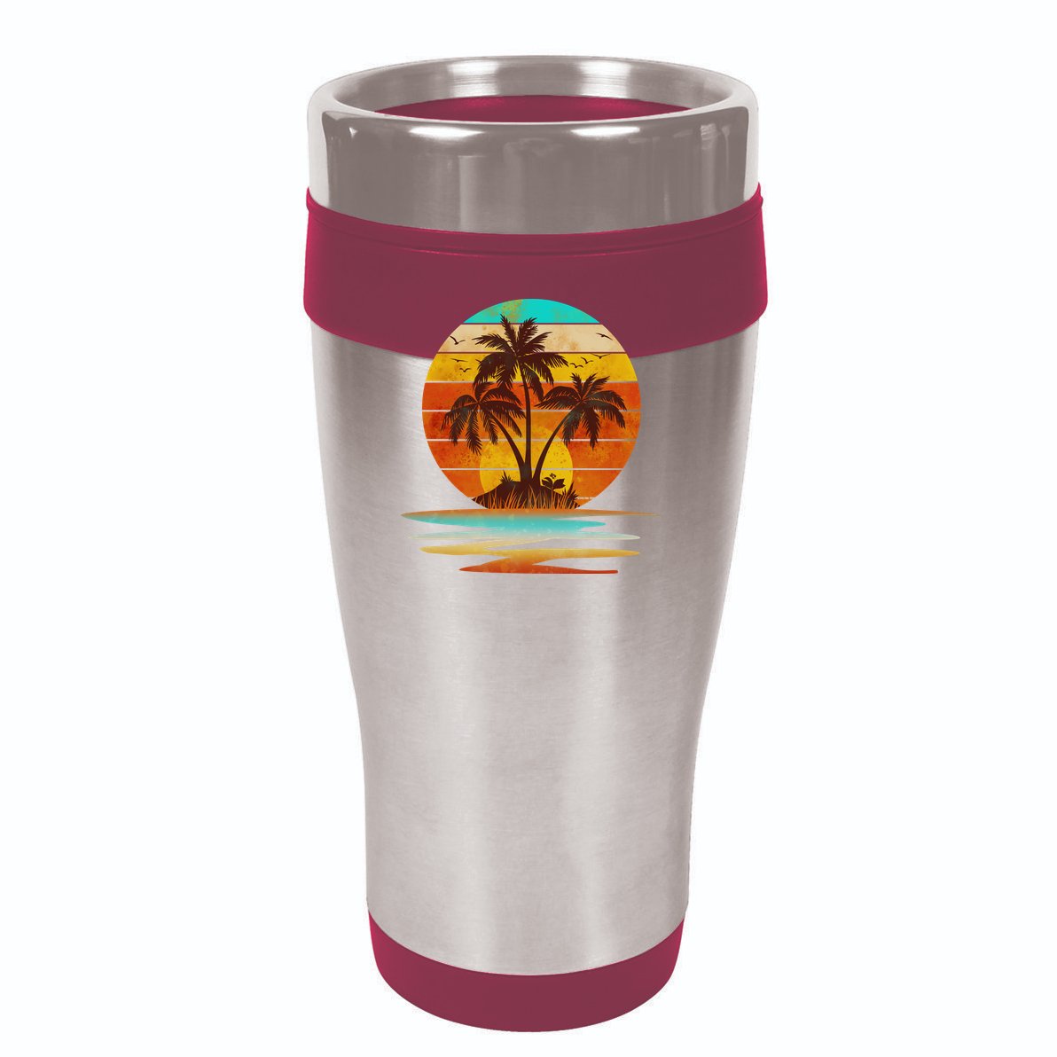 Vintage Island Sunset Emblem Cool Comfort Performance Bucket Hat