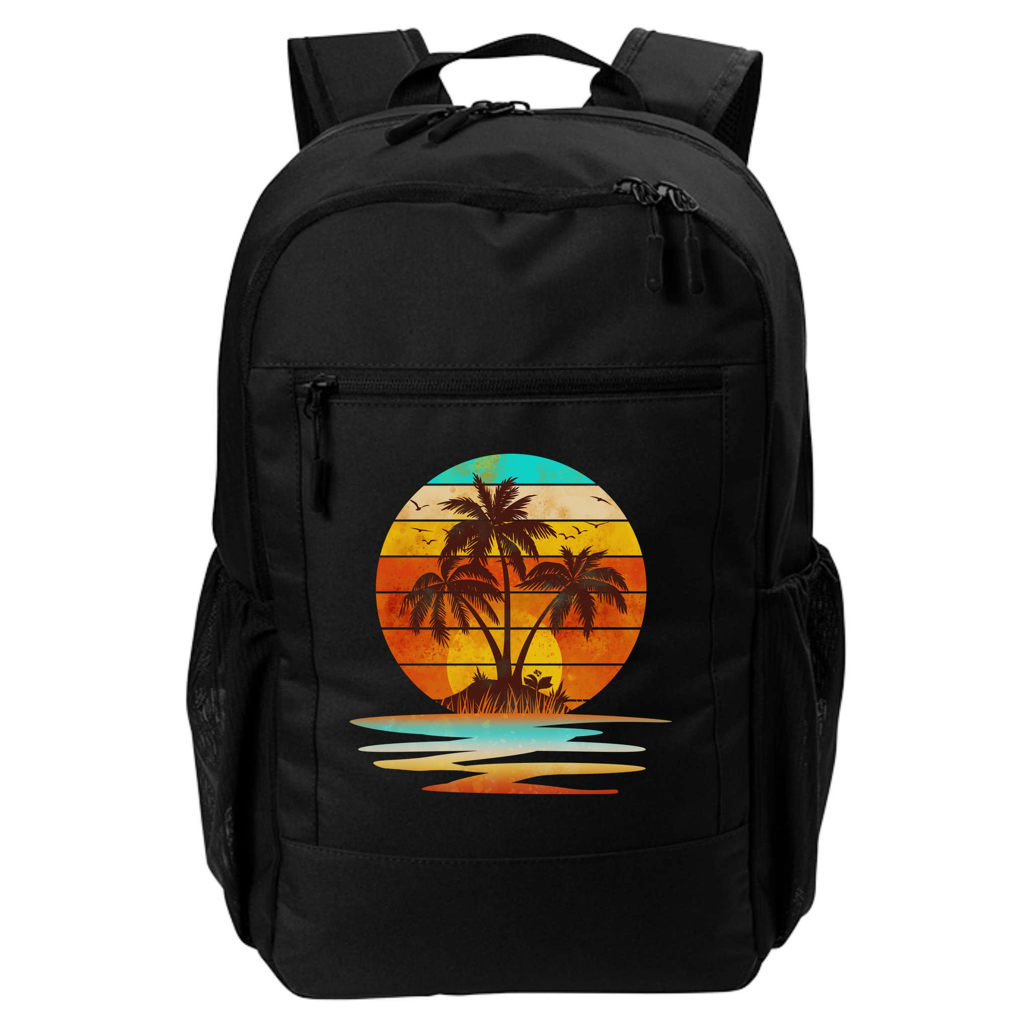 Vintage Island Sunset Emblem Backpack