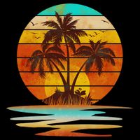 Vintage Island Sunset Emblem Backpack