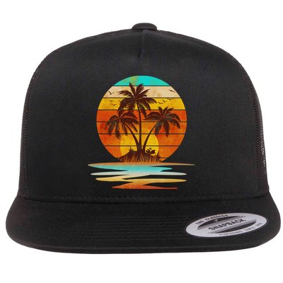 Vintage Island Sunset Emblem Flatbill Hat