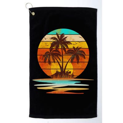 Vintage Island Sunset Emblem Golf Towel
