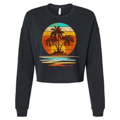 Vintage Island Sunset Emblem Cropped Pullover Crew