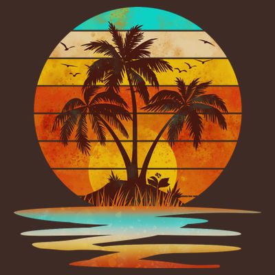 Vintage Island Sunset Emblem T-Shirt