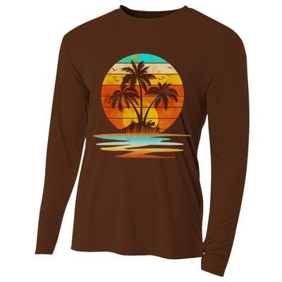 Vintage Island Sunset Emblem Cooling Performance Long Sleeve Crew