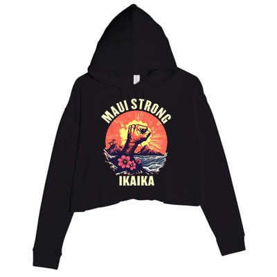 Vintage Ikaika Strong Maui Hawaii Island I Love Hawaii Crop Fleece Hoodie