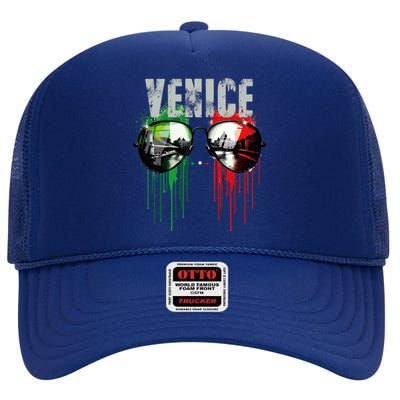 Venice Italy Sunglasses Design High Crown Mesh Back Trucker Hat