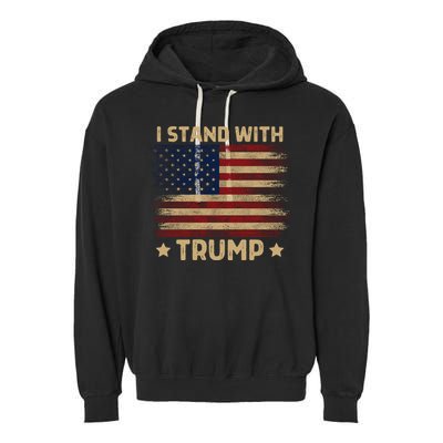 Vintage I Stand With Trump Pro Trump Supporter Men Women Garment-Dyed Fleece Hoodie