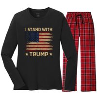 Vintage I Stand With Trump Pro Trump Supporter Men Women Women's Long Sleeve Flannel Pajama Set 