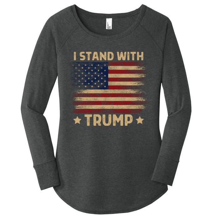 Vintage I Stand With Trump Pro Trump Supporter Men Women Women's Perfect Tri Tunic Long Sleeve Shirt