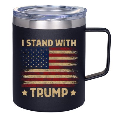Vintage I Stand With Trump Pro Trump Supporter Men Women 12oz Stainless Steel Coffee Mug