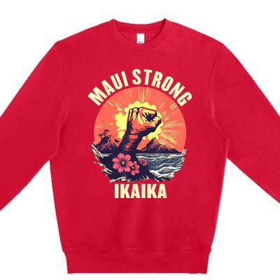 Vintage Ikaika Strong Maui Hawaii Island I Love Hawaii Premium Crewneck Sweatshirt