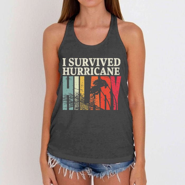 Vintage I Survived Hurricane Hilary Women's Knotted Racerback Tank