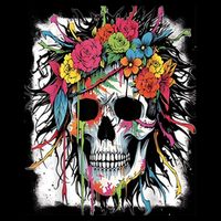 Vibrant Intrigue: Skull And Vibrant Floral Collage Design Youth Performance Sprint T-Shirt