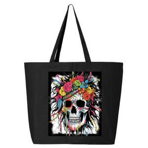 Vibrant Intrigue: Skull And Vibrant Floral Collage Design 25L Jumbo Tote