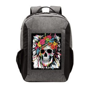 Vibrant Intrigue: Skull And Vibrant Floral Collage Design Vector Backpack