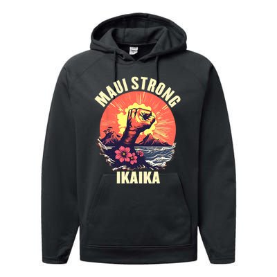 Vintage Ikaika Strong Maui Hawaii Island I Love Hawaii Performance Fleece Hoodie