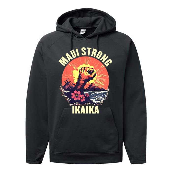 Vintage Ikaika Strong Maui Hawaii Island I Love Hawaii Performance Fleece Hoodie