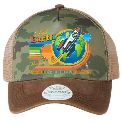 Visit Earth Home Of Cats Internet Bacon Legacy Tie Dye Trucker Hat