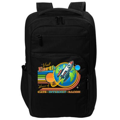 Visit Earth Home Of Cats Internet Bacon Impact Tech Backpack