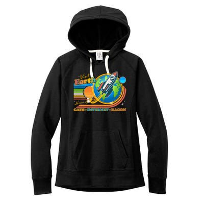 Visit Earth Home Of Cats Internet Bacon Women's Fleece Hoodie