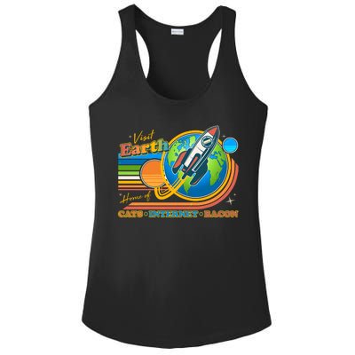 Visit Earth Home Of Cats Internet Bacon Ladies PosiCharge Competitor Racerback Tank