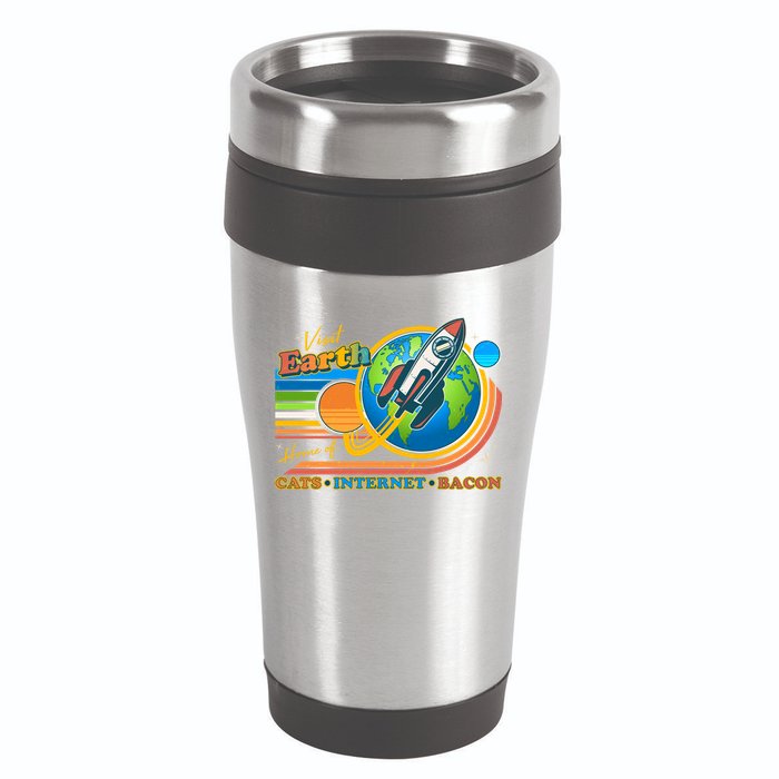 Visit Earth Home Of Cats Internet Bacon 16oz Travel Tumbler