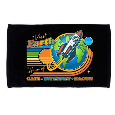 Visit Earth Home Of Cats Internet Bacon Microfiber Hand Towel