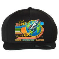 Visit Earth Home Of Cats Internet Bacon Wool Snapback Cap